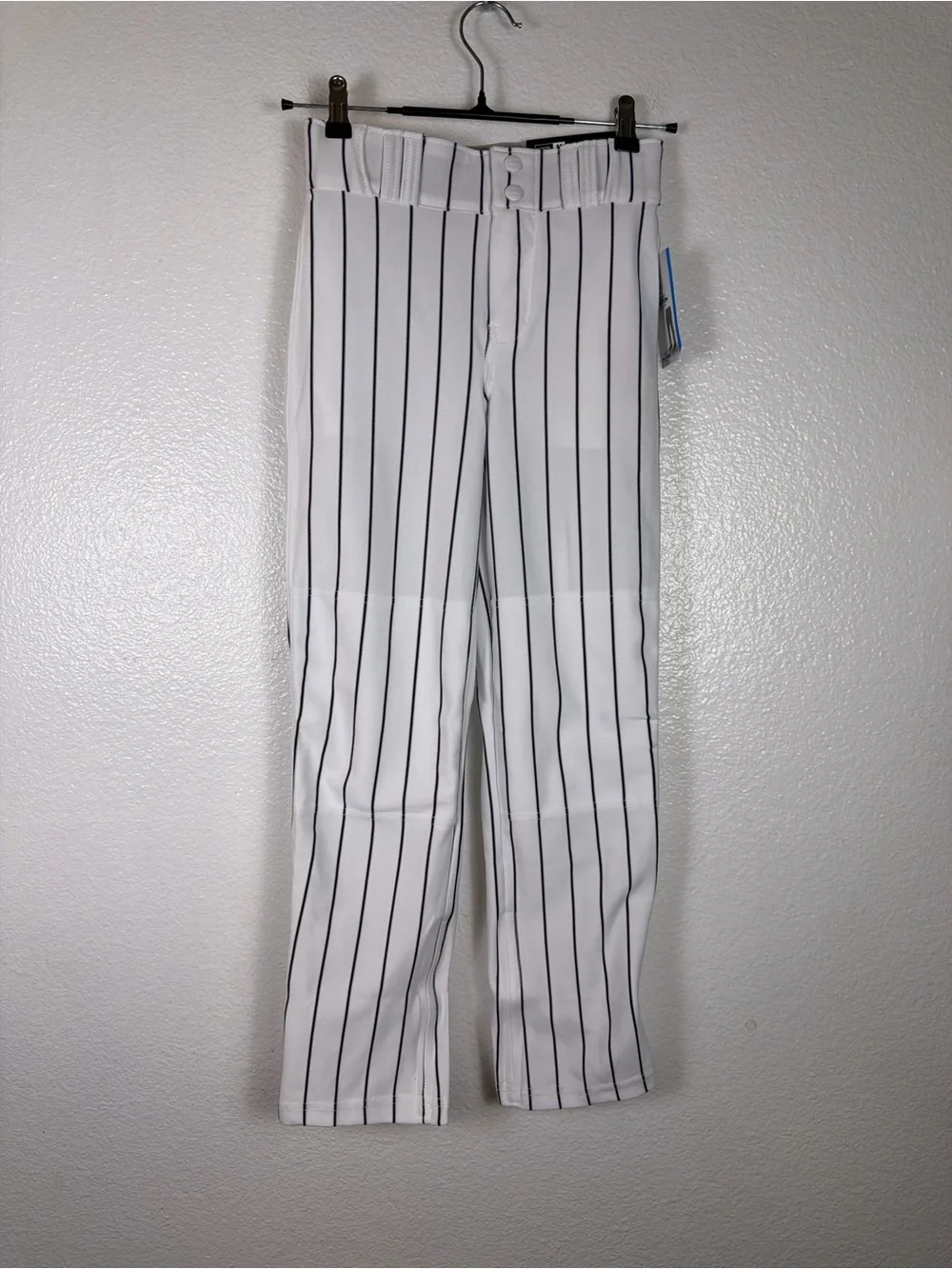 Champro Youth M Triple Crown 2.0 Open Bottom Baseball Pants White/Navy Pinstripe